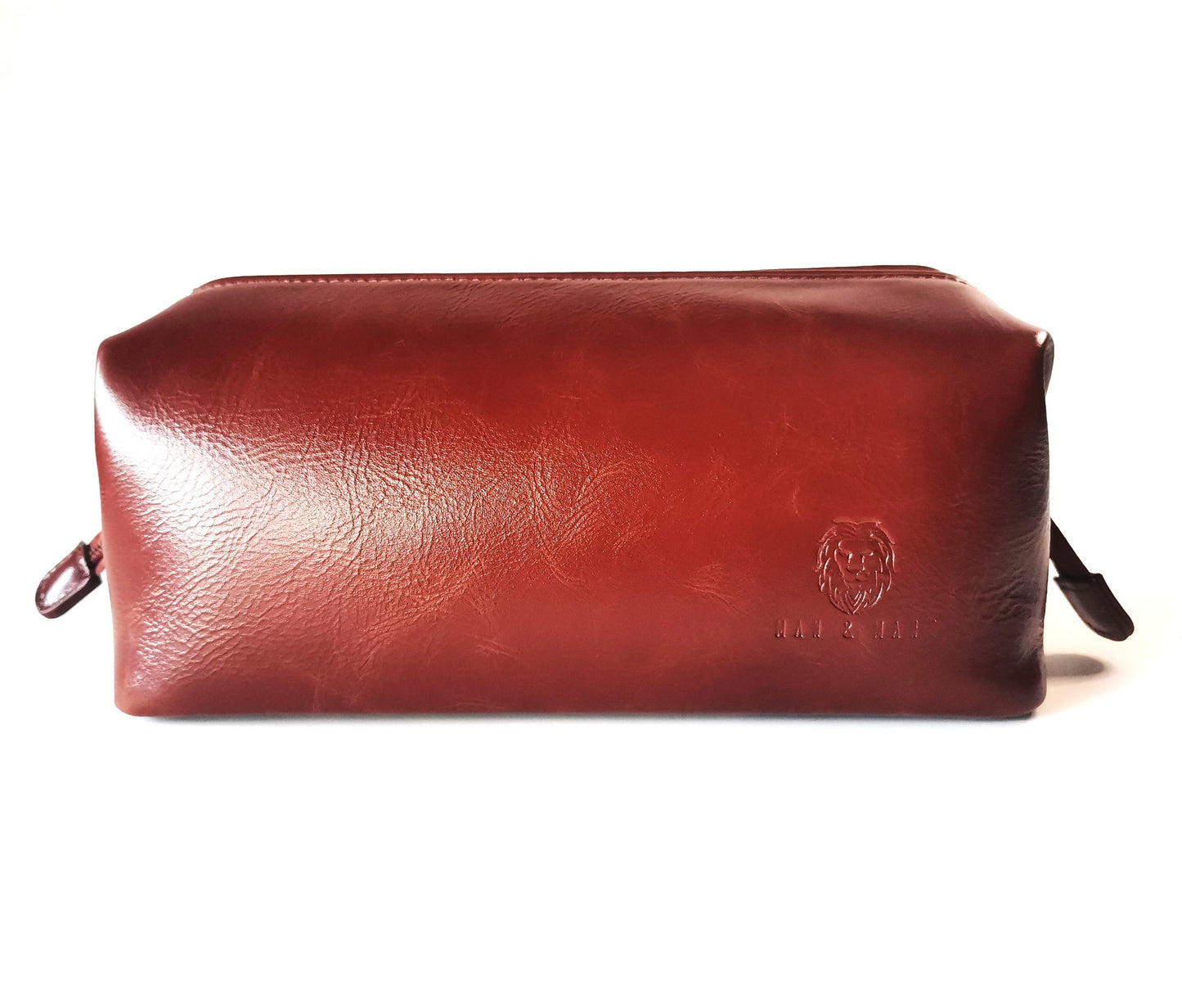 Man & Mane Premium Classic Leather Toiletry Bag Dopp Kitt for Him or Her (Cognac Brown)