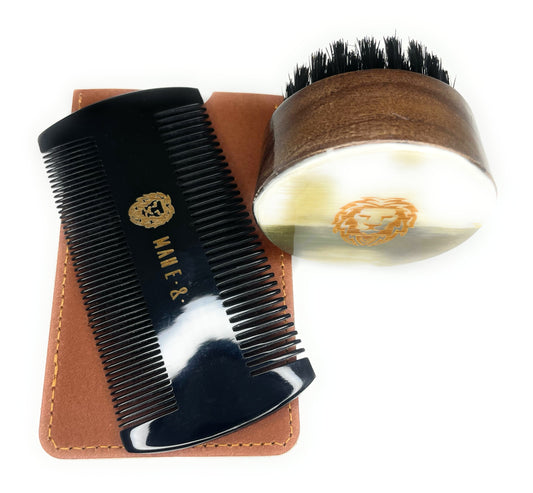 Ox-horn Dual-Action Beard Comb & Travel Brush