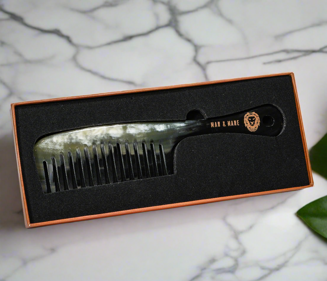 Premium Handmade Oxhorn Wide Tooth Detangling & Styling Comb for Men & Women